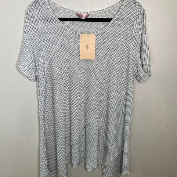 NWT SJS Knit Diagonal Stripe Top - Picture 2 of 7